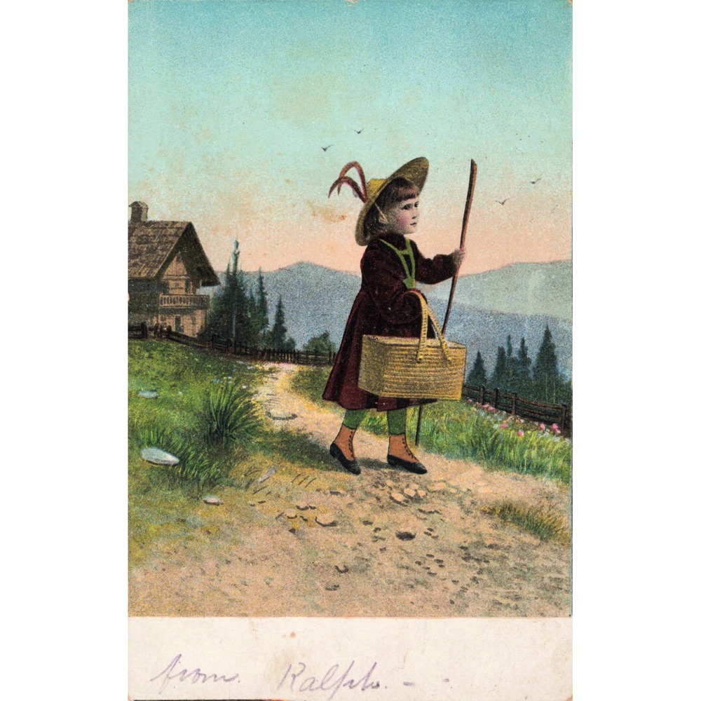 Kunkletown Pennsylvania PA 1907 Divided Back Postcard Alpine Girl Basket Chalet
